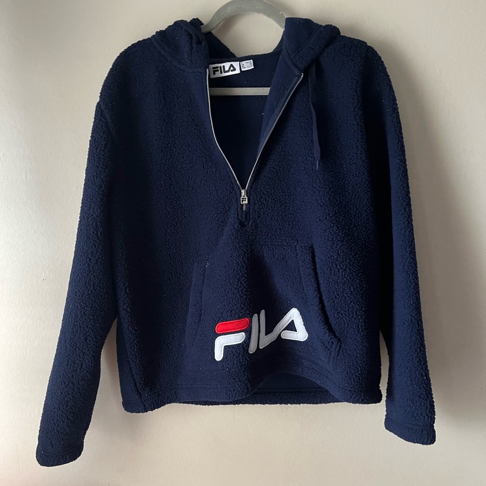 Sherpa Fila Quarter Zip With Hoodie